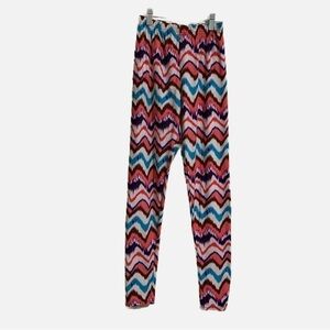 Chevron Mixed Print Gold Glitter Stretchy Leggings
